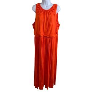 Old Navy Women's Orange Jersey‎ Sleeveless Maxi Dress Size XL Flowy Ruched Boho